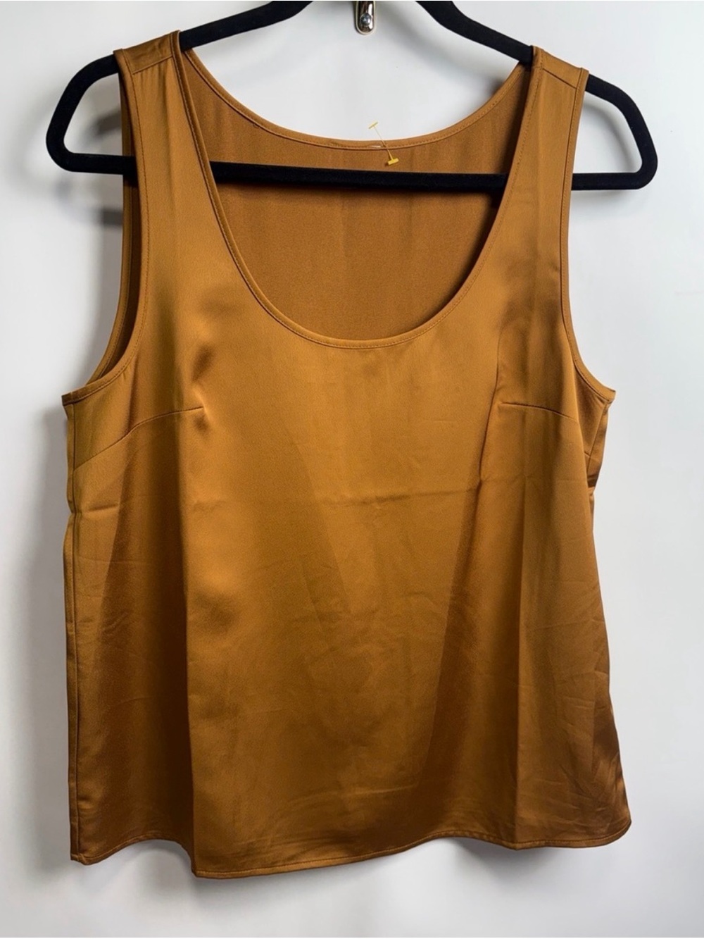Sleeveless Satin Tank Top - Mustard